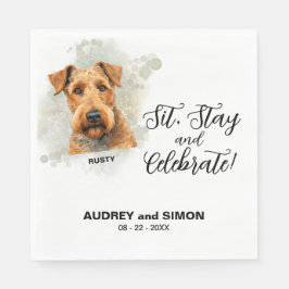 Servilleta De Papel Sit, Stay & Celebrate Airedale Terrier Wedding