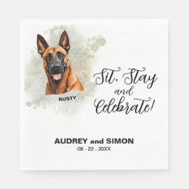 Servilleta De Papel Sit, Stay & Celebrate Belgian Malinois Wedding