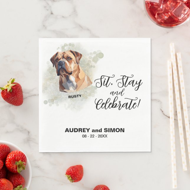 Servilleta De Papel Sit, Stay & Celebrate Bulldog Wedding (In situ)