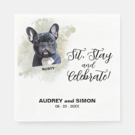 Servilleta De Papel Sit, Stay & Celebrate French Bulldog Wedding