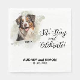 Servilleta De Papel Sit, Stay & Celebrate Miniature American Shepherd