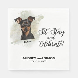 Servilleta De Papel Sit, Stay & Celebrate Miniature Pinscher Wedding