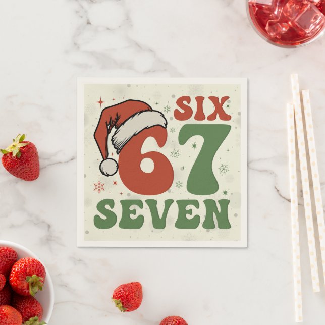 Servilleta De Papel Six Seven 67 Funny Santa Hat Christmas Xmas Meme (In situ)
