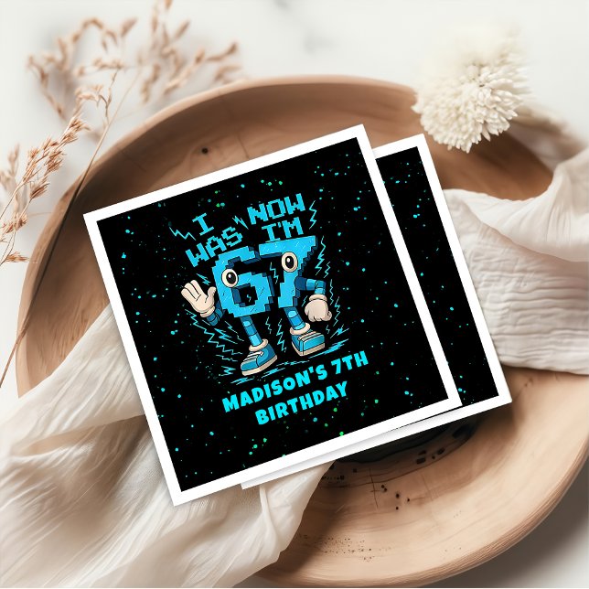 Servilleta De Papel Six Seven Pixel Meme 7th Birthday Napkins (Subido por el creador)