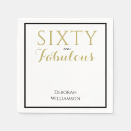 Servilleta De Papel Sixty and Fabulous Black Gold 60th Birthday