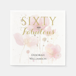 Servilleta De Papel Sixty and Fabulous Black Pink 60th Birthday