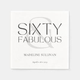 Servilleta De Papel Sixty and Fabulous Name Date 60th Birthday Party