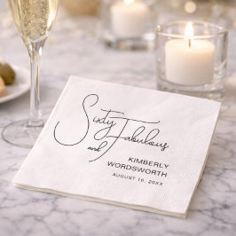 Servilleta De Papel Sixty and Fabulous Name Date 60th Birthday Party