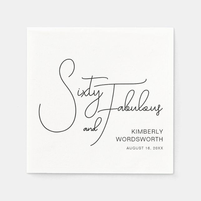 Servilleta De Papel Sixty and Fabulous Name Date 60th Birthday Party (Anverso)