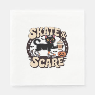 Servilleta De Papel Skate & Scare - Patinaje Patrocinador Cuto Negro