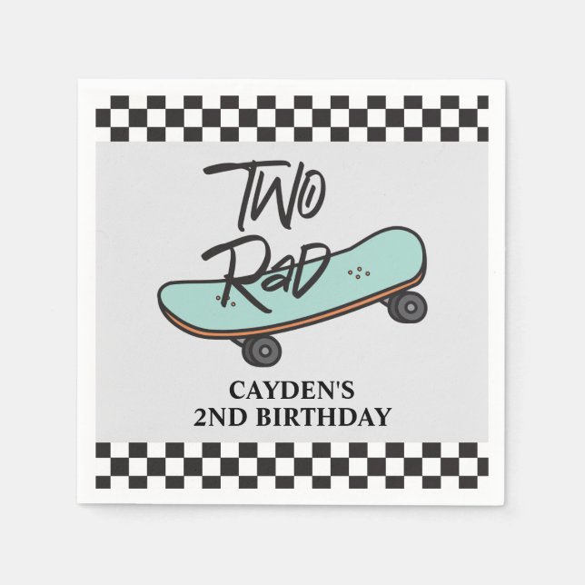 Servilleta De Papel Skateboard Two Rad 2º cumpleaños (Anverso)