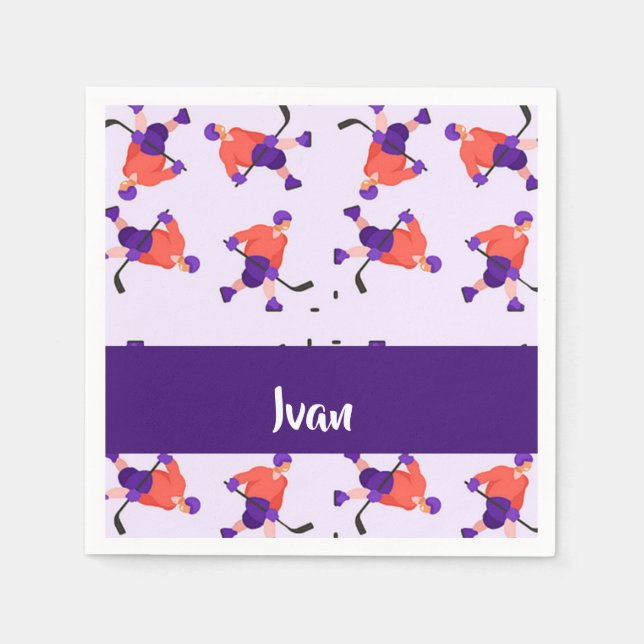 Servilleta De Papel Skating ice hockey player pattern (Anverso)