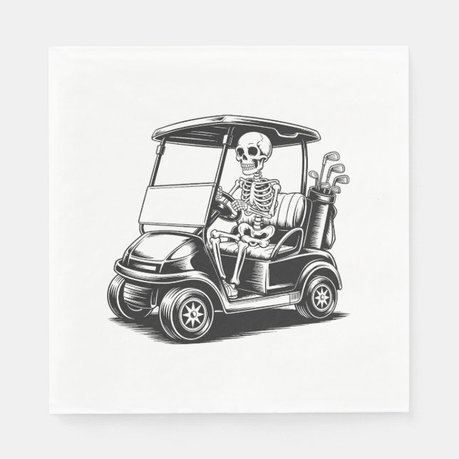 Servilleta De Papel Skeletal Golfer Skull Jugando Golf (Anverso)