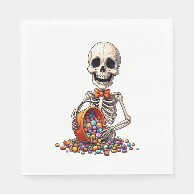 Servilleta De Papel Skeleton Candy Bowl Halloween (Anverso)