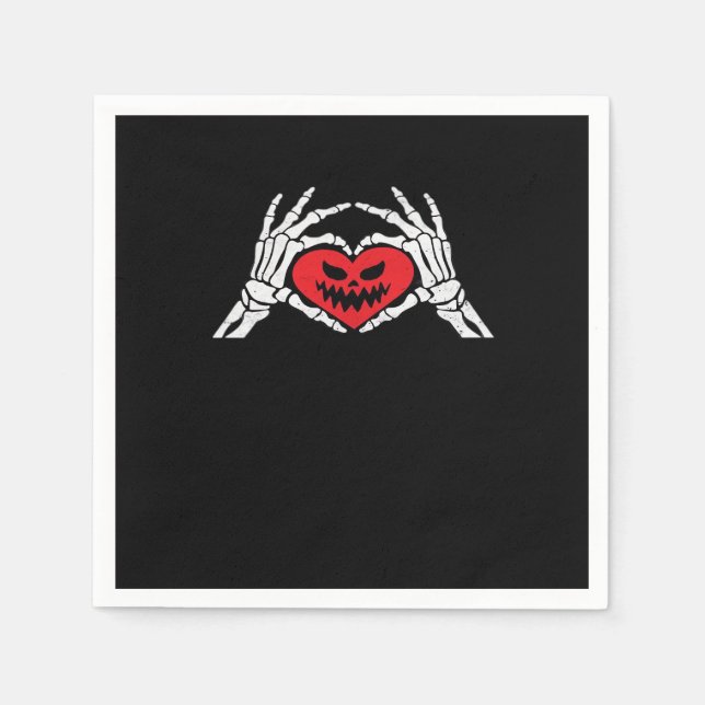 Servilleta De Papel Skeleton deja un corazón asustado Halloween (Anverso)