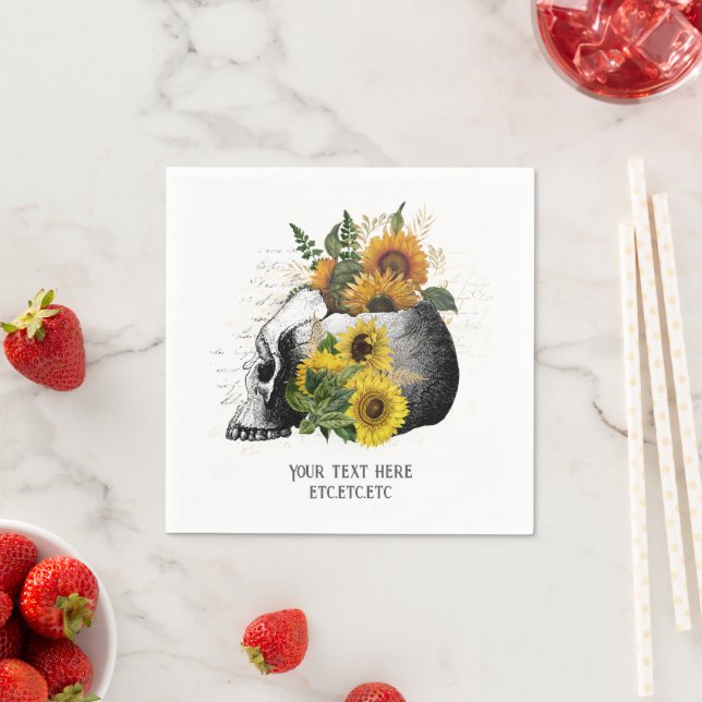 Servilleta De Papel Skeleton gótico de girasol (In situ)