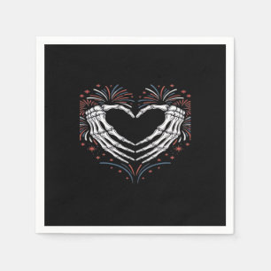 Servilleta De Papel Skeleton Hand Heart 4De Eeuu Patriótico Americano