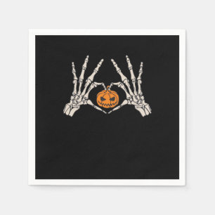 Servilleta De Papel Skeleton Hand Heart And Pumpkin Funny Skull Hallow