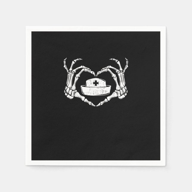 Servilleta De Papel Skeleton Hand Heart Lazy Halloween Disstume Funny  (Anverso)