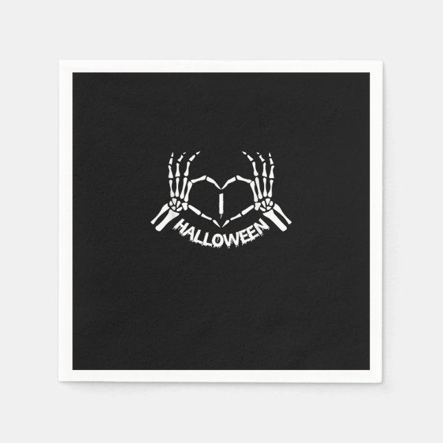 Servilleta De Papel Skeleton Hand Heart Lazy Halloween Disstume Funny (Anverso)