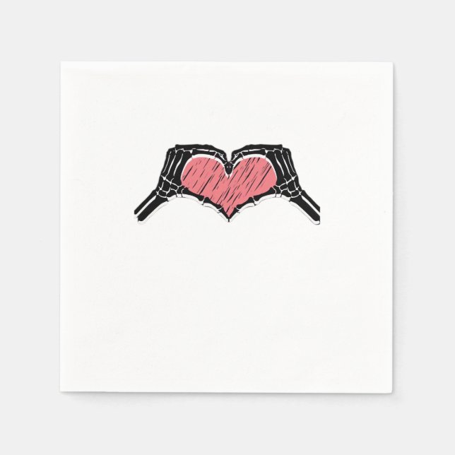 Servilleta De Papel Skeleton Hand Heart Rótulo Día de San Valentín Cla (Anverso)