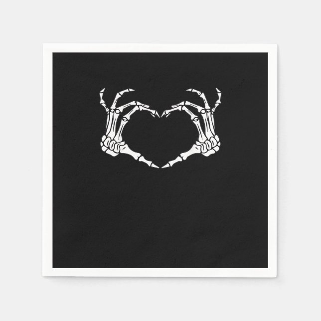 Servilleta De Papel Skeleton Hand Heart Rótulo disstume divertida Hall (Anverso)