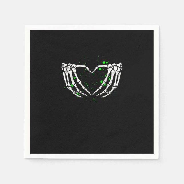 Servilleta De Papel Skeleton Hand Heart Rótulo disstume Halloween (Anverso)