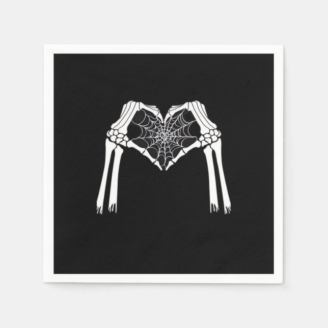 Servilleta De Papel Skeleton Hands Cobweb Heart (Blanco) Classic (Anverso)