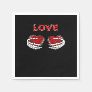 Servilleta De Papel Skeleton Hands Heart Funny Design