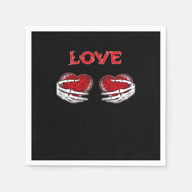 Servilleta De Papel Skeleton Hands Heart Funny Design (Anverso)