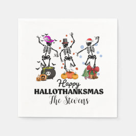 Servilleta De Papel Skeleton Happy Hallothanksmas