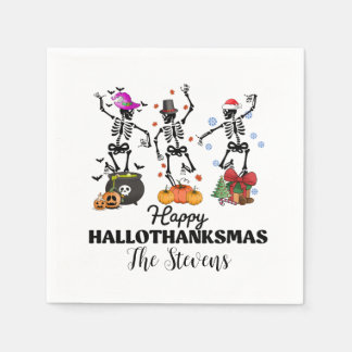Servilleta De Papel Skeleton Happy Hallothanksmas