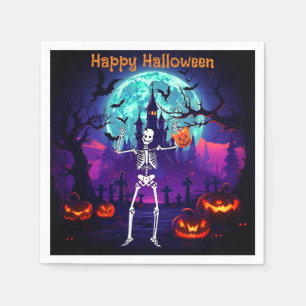 Servilleta De Papel Skeleton Happy Halloween Napkins