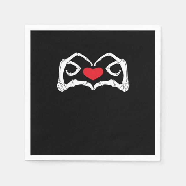 Servilleta De Papel Skeleton Heart And Hands Funny (Anverso)