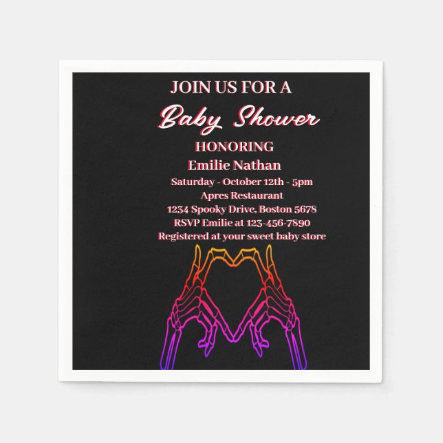 Servilleta De Papel Skeleton Heart Baby Shower (Anverso)