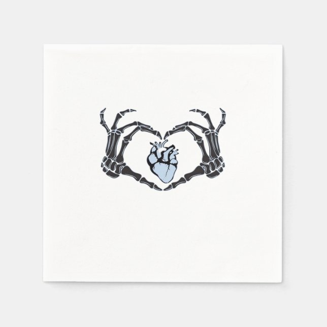Servilleta De Papel Skeleton Heart Hands Classic Design para Halloween (Anverso)
