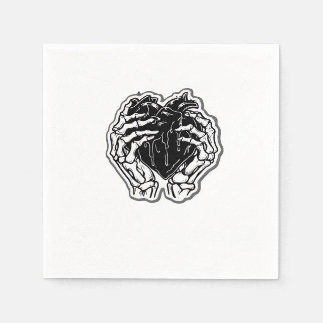 Servilleta De Papel Skeleton Heart Hands Funny (Anverso)