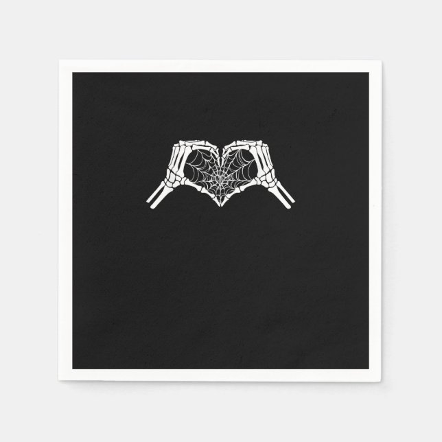 Servilleta De Papel Skeleton Heart Hands Spiderweb Halloween Spooky Wo (Anverso)