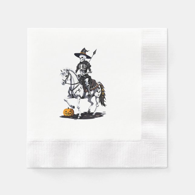 Servilleta De Papel Skeleton Horse Rider - Escaparate de Halloween (Anverso)