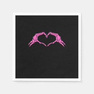 Servilleta De Papel Skeleton manos corazón Rótulo retro Halloween
