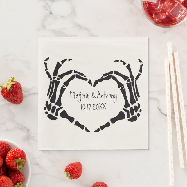 Servilleta De Papel Skeleton Manos Forma Corazón Boda Personalizada (In situ)