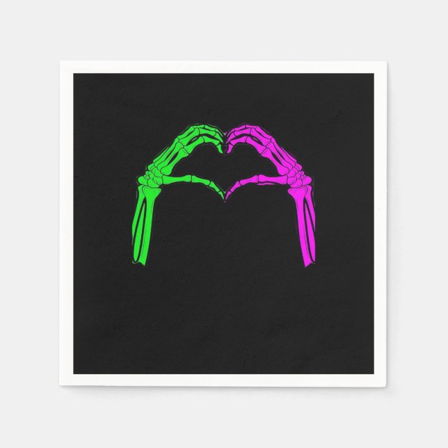 Servilleta De Papel Skeleton manos Rótulo de corazón retro disfraz de  (Anverso)