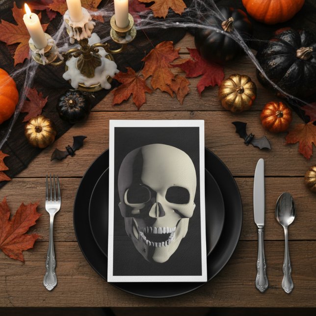Servilleta De Papel Skeleton Skull Halloween Party Spooky Napkins (Spooky skull napkins for your Halloween Party)