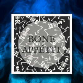 Servilleta De Papel Skeletons Halloween Black
