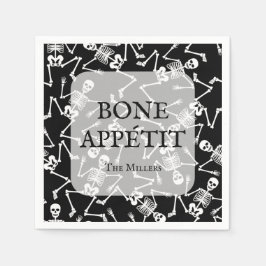 Servilleta De Papel Skeletons Halloween Party Black