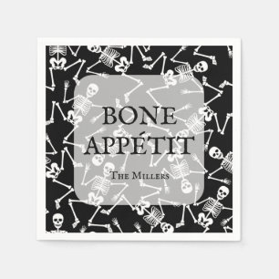 Servilleta De Papel Skeletons Halloween Party Black