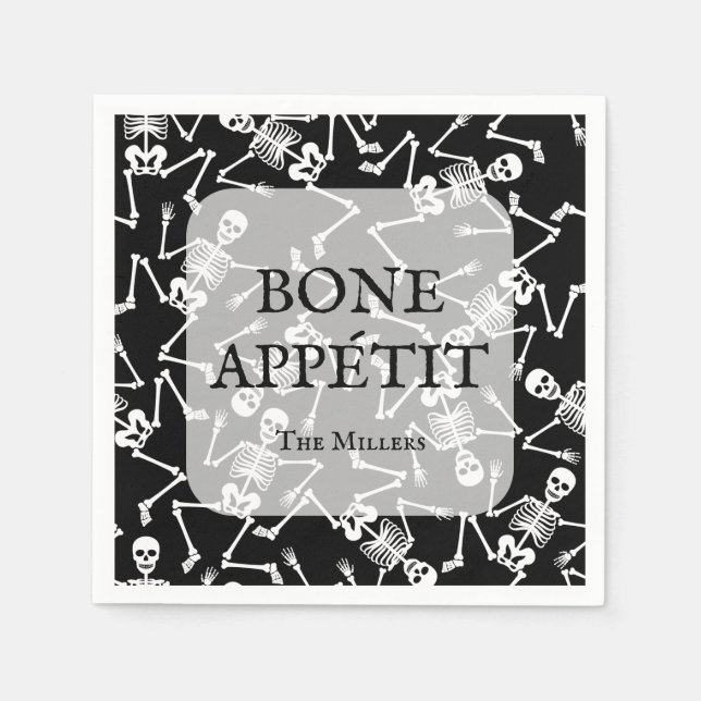 Servilleta De Papel Skeletons Halloween Party Black (Anverso)