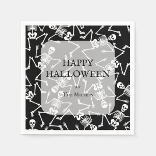 Servilleta De Papel Skeletons Halloween Party Black