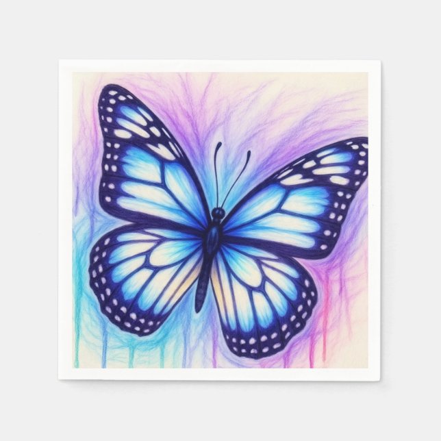Servilleta De Papel Sketch de mariposa (Anverso)