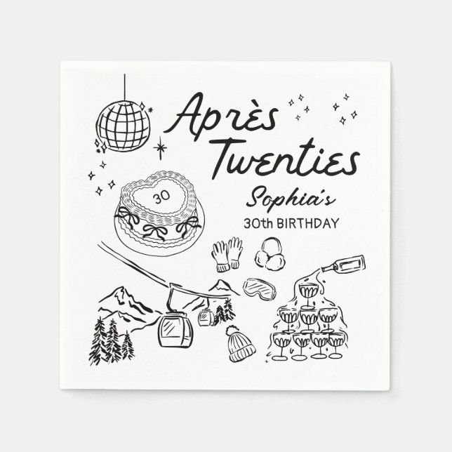Servilleta De Papel Ski Birthday Party Apres Twenties (Anverso)